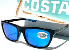 NEW Costa Del Mar CHEECA in Shiny Black Frame with POLARIZED Blue Mirror 580G GLASS Lens Sunglasses! Brand NEW & 100% Authentic COSTA! Model: CHA 11 Size: 57-17-125 mm Compare at $299.00 Buy it Now and $AVE!   Included: Costa Branded Hard Zipper case, Costa Branded Cleaning cloth, paperwork in Costa Box!   Costa Del Mar CHEECA sunglasses are precision eyewear and do it with style like no other.   They bring together world classic design with the world's finest materials to produce a sunglass tha Costa Sunglasses, Blue Mirror, Uv Sunglasses, Sunglasses Brand, Blue Mirrors, Sunglasses For Women, Oakley Sunglasses, Black Frame, Uv Protection