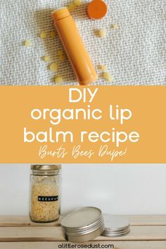 DIY Organic Lip Balm (Burt's Bees Dupe!) - A little Rose Dust Beeswax Lip Balm Recipe, Organic Lip Balm Recipe, Beeswax Recipes, Lip Balm Tin, Lotion Recipe