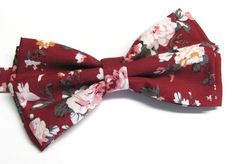 Beautiful cotton pre-tied and adjustable double tiered banded bow tie. Will adjust from 13" through 20" neck. Bow dimensions 2.5" x 4.5". Red Adjustable Bow Tie With Bow Tie Back, Adjustable Red Bow Tie With Bow Tie Back, Red Satin Bow Tie Adjustable, Adjustable Red Satin Bow Tie, Adjustable Red Bow With Ties, Red Summer Bow Tie, Mens Bowtie, Sage Green Dress, Floral Bow Tie