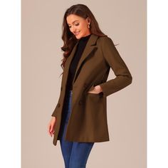 The long trench coat is shaped in a classic double-breasted cut. This soft, elegant coat with a tie around the waist detail is a classic look and will keep you warm in the cool weather. Whether you want to dress up your look or just stay warm in casual winter, it is a better choice for you. The self-tie belt style is flattering and fits more different body shapes. Spring Double-breasted Wool Coat, Trendy Long Pea Coat With Double Button Closure, Trendy Long Pea Coat With Double Buttons, Double-breasted Wool Coat For Office, Double-breasted Long Pea Coat, Solid Double-breasted Long Pea Coat, Trendy Double-breasted Pea Coat, Trendy Double-breasted Pea Coat With Double Button Closure, Solid Color Long Pea Coat With Double-breasted Button