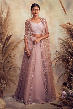 Shop for these amazing collections of Purple Organza And Net Embroidery Pearl Sweetheart Neck Cape Lehenga Set For Women by Niamh By Kriti online at Aza Fashions. Cape Dress Indian, Hand Embroidered Skirt, Cape Lehenga, Organza Lehenga, Bride Sister, Indian Dresses Traditional, Embroidered Skirt, Indian Fashion Designers