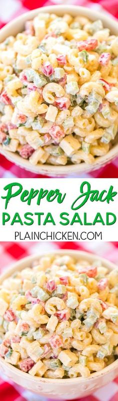 this pasta salad is made with pepperoni, basil and parmesan cheese it's ready to be eaten