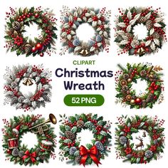 christmas wreaths with different decorations