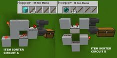 two screens showing the different parts of a minecraft kitchen and how to use them