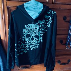 Never Worn , This Is Not An Lx , It Say That But It Is More Like A Small To Med Casual Black Hoodie With Skull Print, Black Skull Print Hoodie, Nike Volleyball, Volleyball Knee Pads, Mouse Costume, Blazer And Skirt, Gucci Bamboo, Scrub Sets, Jogger Set