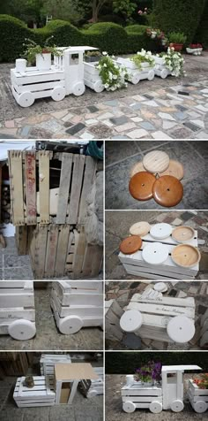 several pictures of different types of outdoor furniture