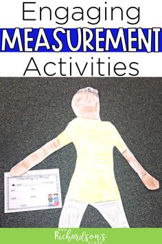 a paper doll with the words engaging measurement activities in front of it and an image of a