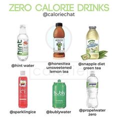 an image of zero calorite drinks and their names in english or italian language