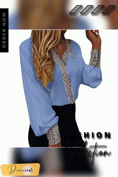 Top Casual V-neck Hollow Lace Patchwork Long Sleeve Top Women's Workwear Shirt White Top New Elegant V-neck Blouse With Patchwork, Elegant V-neck Patchwork Blouse, Long Sleeve Patchwork Top For Office, Blue Patchwork Tops For Work, Patchwork Long Sleeve Blouse For Office, Blue Patchwork Top For Workwear, Elegant Patchwork Tops For Workwear, V-neck Patchwork Top For Work, Lace Patchwork