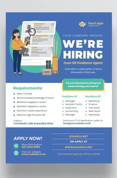 Job Announcement Poster Design, Job Poster Design Ideas, Job Advertisement Poster, Job Posting Design, Hiring Poster Design Ideas, Job Advertisement Design, Job Vacancy Advertisement