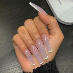 Nails After Acrylics, Milky Nails, Drip Nails, Long Acrylic Nails Coffin, Exotic Nails, Coffin Nails Long, Clear Nails, Square Acrylic Nails, Dream Nails