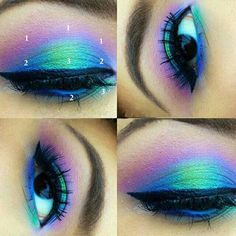 "COLOR RUN trio includes... 1- FRAGGLEROCK 2- PEACOCK 3- OMG Customer testimonials... \"LOVE these colors Bought them as a gift and seller was very helpful. A+\" Pela \"The eyeshadows look beautiful together and separately, thank you!\" Daniekat \"thank you ... gave it as a bridal shower gift :) \" Kar \"These colors stayed on all day (I used with the fix it spray) and they are PRETTY! The brown looks very dark in the container, but it goes on very beautifully in the crease of your eyes. It is n Eyeshadow And Eyeliner, Eye Makeup Glitter, Make Up Designs, Makeup Tip, Disney Makeup, Eyeliner Makeup, Mineral Eyeshadow, Green Eye