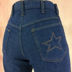 Size 29 Vintage 80's Flared Jeans Star Embroidered W29 L33 Retro High Waisted Bootcut Wide Leg Jeans, waist 29" Brand: Unknown Fits like a 29" waist, 12" rise, 25" thighs, 39" hips, 33" inseam,17.5" knee & 19.5" leg opening! Fits a size 29, but check your measurements and compare the measurement with your garment. (see full measurement below) Recommended waist size: 29" (29x33) Material :  Cotton 100% Scovill zipper Snap button Measurements:- All measurements are taken with the garment laying fl Womens Distressed Jeans, Vintage Wrangler Jeans, Distressed Mom Jeans, Levi Jeans 501, Flared Jeans, Jeans Brands, Used Clothing, Vintage Jeans, High Jeans