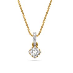 Get Surprise Gift on Purchase of any 18k Gold Jewelry Introducing the 0.38 Carat Round Cut Moissanite Solitaire Pendant, a masterpiece of timeless elegance and radiant beauty. This exquisite pendant features a stunning round-cut moissanite, expertly set in a luxurious 14k gold setting. Perfect for any occasion, this piece exudes sophistication and charm. The exceptional sparkle of the moissanite gemstone enhances the classic solitaire design, making it a standout addition to any jewelry collecti Formal Solitaire Necklace With Diamond Accents In Moissanite, Gold Solitaire Necklace With Diamond Accents And Moissanite, Classic Moissanite Solitaire Necklace With Diamond Accents, Classic Solitaire Moissanite Necklace With Diamond Accents, Refined Diamond Necklace With Prong Setting For Anniversary, Classic Moissanite Diamond Necklace In Yellow Gold, Anniversary Moissanite Diamond Necklace With Single Cut Diamonds, Classic Moissanite Diamond Necklace For Wedding, Gold Solitaire Necklace With Moissanite And Diamond Accents