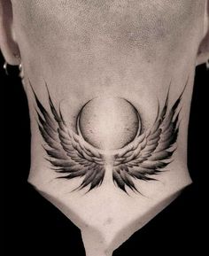 #tattooart, #symbolictattoo, #creativetattoo, #journeytattoo, #artisticink, #inkedart, #tattoodesign, #personaljourney, #tattooinspiration, #meaningfultattoo Moon Wings Tattoo, Realism Neck Tattoo, Wing Neck Tattoo, Angel Wings Tattoo On Back, Eagle Wing Tattoos, Wing Tattoos On Back, Alas Tattoo, Wing Tattoo Men, Best Neck Tattoos