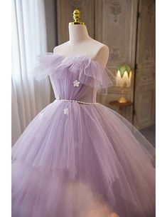 10% off now! Shop beautiful purple puffy tulle ballgown prom dress strapless with train online. Sheprom offers formal, party, casual & more style dresses to fit your special occasions. Prom Dresses With Pearls, Dresses With Pearls, Prom Dress With Train, Purple Bow, Long Prom Gowns, Pearl Dress, Long Prom Dresses, Bow Dress, Prom Dresses Ball Gown