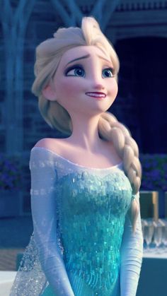 the frozen queen is smiling for the camera