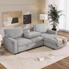 a living room scene with focus on the sectional sofa