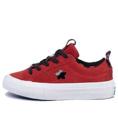 Give your little one some style points this school year with a pair of shoes that are equal parts stylish and comfortable. The Converse Hello Kitty x Conver One Star Ox was made with the fashion-savvy grade-schooler in mind. The red suede upper is accented by black stitching and Hello Kitty details, while the padded collar and vulcanized outsole provide all-day comfort and traction. Whether they’re hitting the books or the playground, your child will love the look and feel of these shoes. Order a pair today and let their personality shine through. (SNKR) Converse One Star, One Star, Red Suede, Ox, School Year, Low Top, Converse, Hello Kitty, Stitching