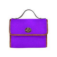 Uniquely You Violet All Over Print Waterproof Canvas Bag(Model1641)(Brown Strap) College School Bag, Violet Brown, School Bag College, Satchel Tote Bag, College School, Brown Crossbody, Leather Handbags Tote, Satchel Tote, Canvas Handbags