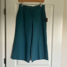 Reposhing This Item I Purchased From @Jadievv. Loved It, But Ready To Rotate For Something New. High Waist Pants With Front Pockets And Back False Welt Pockets. Cropped Wide Legs. Front Zip, Interior Button And Hook Closure. Questions? Leave A Comment Below! Chic Green Cropped Leg Bottoms, Chic Green Cropped Bottoms, Capri Length Pants With Pockets For Work, Blue Culottes For Spring, Green Cropped Leg Bottoms For Work, Chic Blue Wide-leg Shorts, Blue Cropped Wide Leg Workwear Pants, Blue Cropped Wide Leg Pants For Workwear, Mid-rise Blue Capris For Work