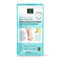 Infused with a therapeutic blend of healing Tea Tree Oil, emollient Shea Butter, and natural botanicals, our specially designed "sock-type" Organic Tea Tree Oil Moisturizing Foot Mask effectively delivers nourishment to relieve, replenish, and revitalize dry, damaged feet. Use regularly to moisturize and repair tired, cracked feet and soften hard skin and calluses Best Tea Tree Oil, Earth Therapeutics, Tea Tree Oil For Acne, Healing Tea, Green Tea Mask, Deep Relief, Mask Types, Foot Mask, Peel Off Mask