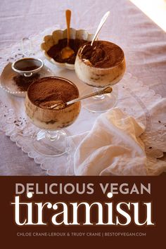 delicious vegan tramsu desserts on a table