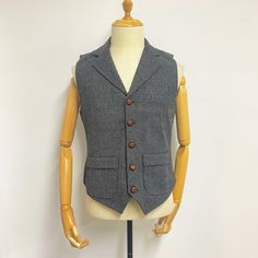 Retro Button Wool Vest, Men Loose Wool Waistcoat, Casual Textured Wool Tweed Vest, Plus Size Wool Waistcoat with Collar, Groomsmen Wool Vest ★PRODUCT DETAILS★ MATERIAL:  Made of  60% Wool and 40% Polyester, the fabric is wrinkle resistant, comfortable and durable, suitable for all occasions. Customized sizes can only be accepted for chest circumference for the time being, if you want to customize other sizes, please contact me. For more great deals and discounts, please visit my store https://ww Tweed Vest With Pockets For Tailoring, Winter Tweed Vest With Pockets, Tailored Single-breasted Tweed Vest, Single Breasted Tweed Vest For Workwear, Fall Tweed Single Breasted Vest, Fall Tweed Single-breasted Vest, Tweed Vest With Buttons For Work, Tailored Wool Single Breasted Vest, Tailored Single Breasted Wool Vest