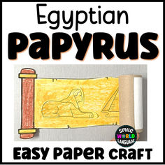 an egyptian paper craft with the words egyptian papyrus on it and a drawing of egypt