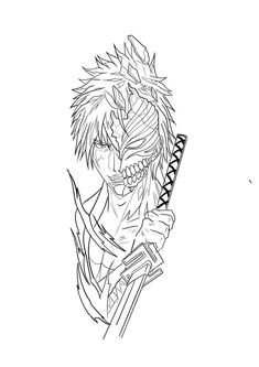 Ichigo Kurosaki Wallpaper, Manga Coloring Book, Tattoos Inspiration, Manga Tattoo, Naruto Sketch Drawing, Chicano Art Tattoos, Chest Piece Tattoos, Hanuman Pics