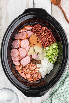 the ingredients in this slow cooker are ready to be cooked