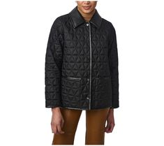 A modern take on a classic style, this quilted barn jacket is a go-to for seasonal days. From Bernardo. Barn Jacket, Barn Quilts, Classic Style, Coats Jackets, Faux Leather, Leather, Black