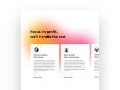 an image of a website page with the text focus on profits, we'll handle the rest