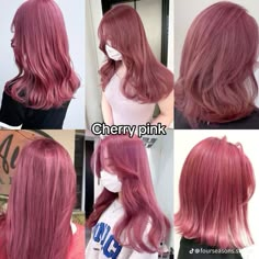 Cool Hair Dye Ideas, Hair Colour Pink, Cherry Pink Hair, Hairstyles And Colors, Dark Pink Hair, Pink Hair Color, Pink Hair Dye