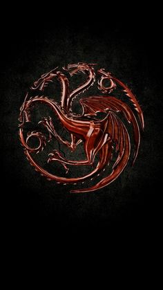 the game of thrones logo is shown on a black background with red and white swirls