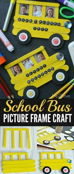 school bus picture frame craft for kids to make