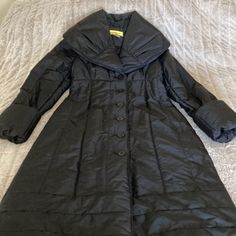 Black Catherine Malandrino Down Coat With Cuffed Sleeves And Wrap Collar. Super Warm For Those Cold Winter Days. Worn But In Great Condition. Fully Lined. Catherine Malandrino, Down Coat, Winter Days, Winter Day, Cuff Sleeves, Cold Winter, Jackets For Women, Jackets & Coats, Collar