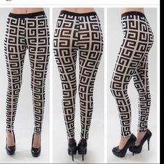 Brand New Good Stretch Black/ White Design White Stretch Leggings For Fall, Trendy White Fall Leggings, Trendy Fitted White Leggings, Trendy White Tight Leggings, Trendy Tight White Leggings, Street Leggings, Nike Compression, Lululemon Tights, Black White Design