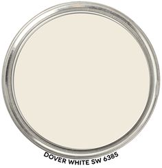 a white round mirror with the words feather gray on it's bottom half - circle