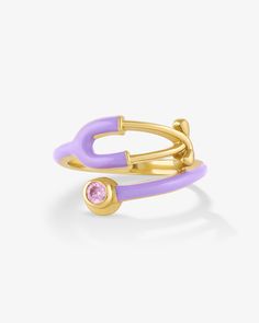 Made in 18K gold over brass Use our Ring Sizer to find your perfect fit Band thickness: 14 mm Stethoscope Charms, Lilac Pink, Healthcare Workers, Enamel Ring, Put A Ring On It, Ring Sizer, Favorite Rings, Health Professionals, Pure Gold