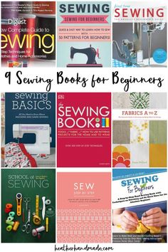 sewing books for beginners are featured in this collage