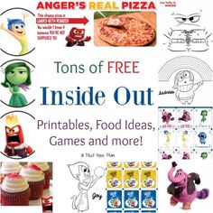 an advertisement for the inside out food and drink game, featuring characters from sesame's pizza