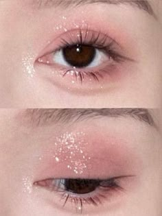 Eyeshadow Korean, Glitter Eyeshadow Looks, Rose Makeup, Douyin Makeup, Doll Eye Makeup, Korean Eye Makeup, Glitter Eye Makeup, Ethereal Makeup, Asian Eye Makeup