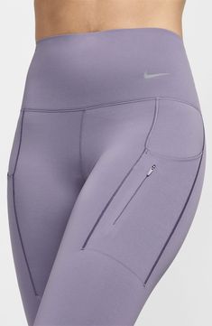 A wide, high waistband provides superior support in second-skin leggings featuring signature Dri-FIT technology and plenty of side pockets for essentials. 25 1/2" inseam; 8" leg opening; 10 1/2" front rise; 13" back rise (size Medium) Side drop-in pockets; zip pocket Dri-FIT moisture-wicking technology 68% nylon, 32% elastane Machine wash, tumble dry Imported Activewear Details, Yoga Sportswear, Technical Illustration, Runway Fashion Couture, Fitness Wear Outfits, Fitness Women, Running Tank Tops, Leggings With Pockets, Knit Leggings