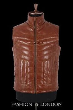 Top Rated Men๏ฟฝs Chestnut Quilted Puffer Waistcoat Real Napa Leather Padded Gillet CARLOS, Men's Clothing Leather Winter Outdoor Vest, Fitted Leather Winter Vest, Fitted Leather Vest For Winter, Fitted Sleeveless Leather Outerwear, Fitted Leather Vest Outerwear, Fitted Sleeveless Outerwear With Padded Collar, Leather Winter Vest With Pockets, Leather Sleeveless Vest For Winter, Leather Sleeveless Winter Vest