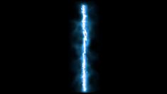 the letter i is made up of blue and white light streaks on a black background