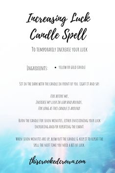 Increasing Luck Candle Spell – This Crooked Crown Witch Spell For Good Luck, Spell For Luck And Money, Easy Luck Spells, How To Increase Your Luck, Witch Candle Spells, Wiccan Candle Spells, Luck Candle Spell, Positivity Candle Spell, Good Luck Candle Spell