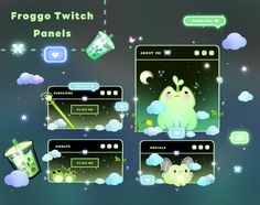 frogo switch panel with green background and white clouds