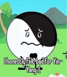 a cartoon character holding a microphone with the caption i honesty felt bad for yin yang - t