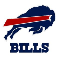 the buffalo bills logo is shown in red, white and blue